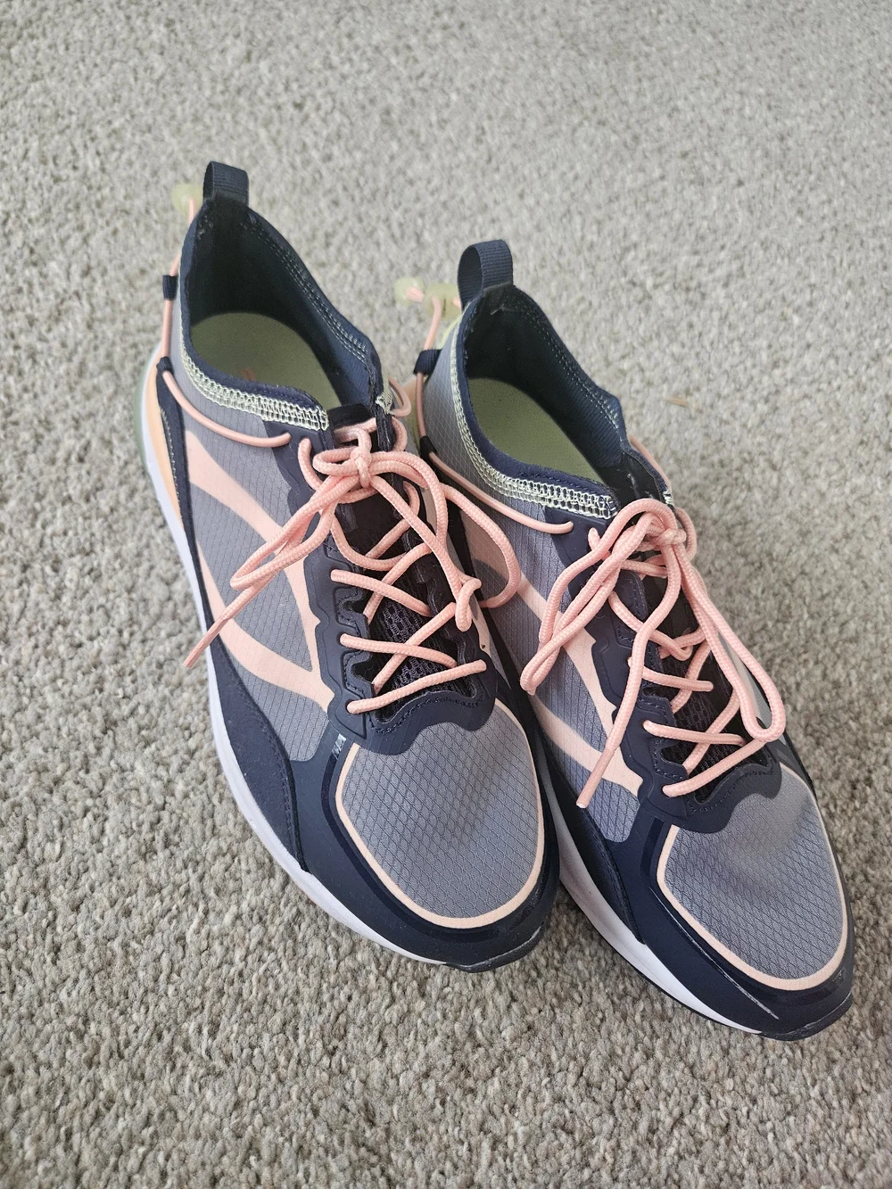 Fabletics Women's Gray and Peach Lace-Up Athletic Sneakers
